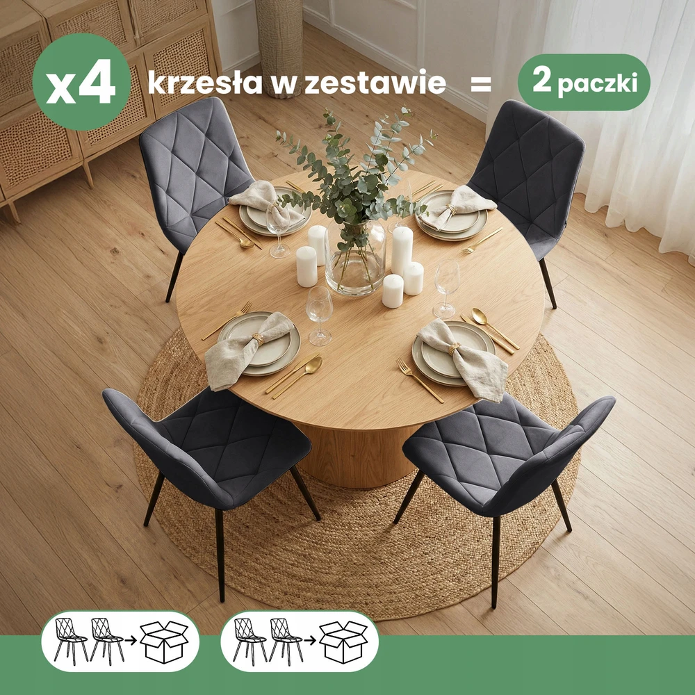 Akord 4x moderni minkšta dygsniuota kėdė tamsaus grafito MILO juodos kojos