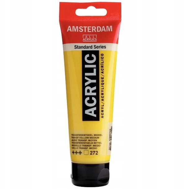 Akrilinė dažai - Amsterdam - 120ml tūbelė - Skaidrus geltonas - Atsparumas šviesai - Satino paviršius