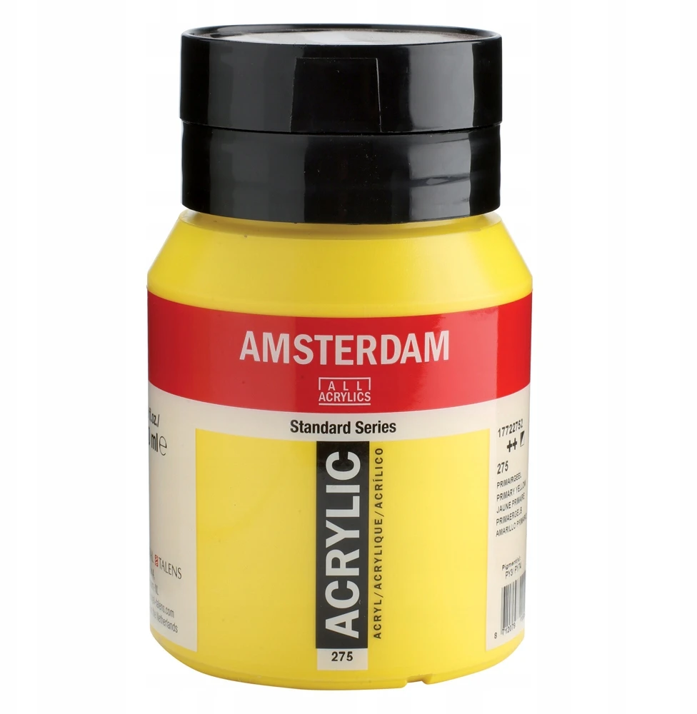 Akrilinė dažai - Amsterdam - 500ml - Pirminė geltona - Atsparumas šviesai - Ilgaamžis