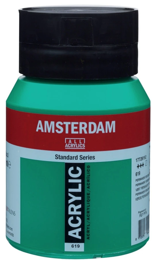 Akrilinė dažai - Tamsiai žalias - 619 - Amsterdam - 500ml puodas