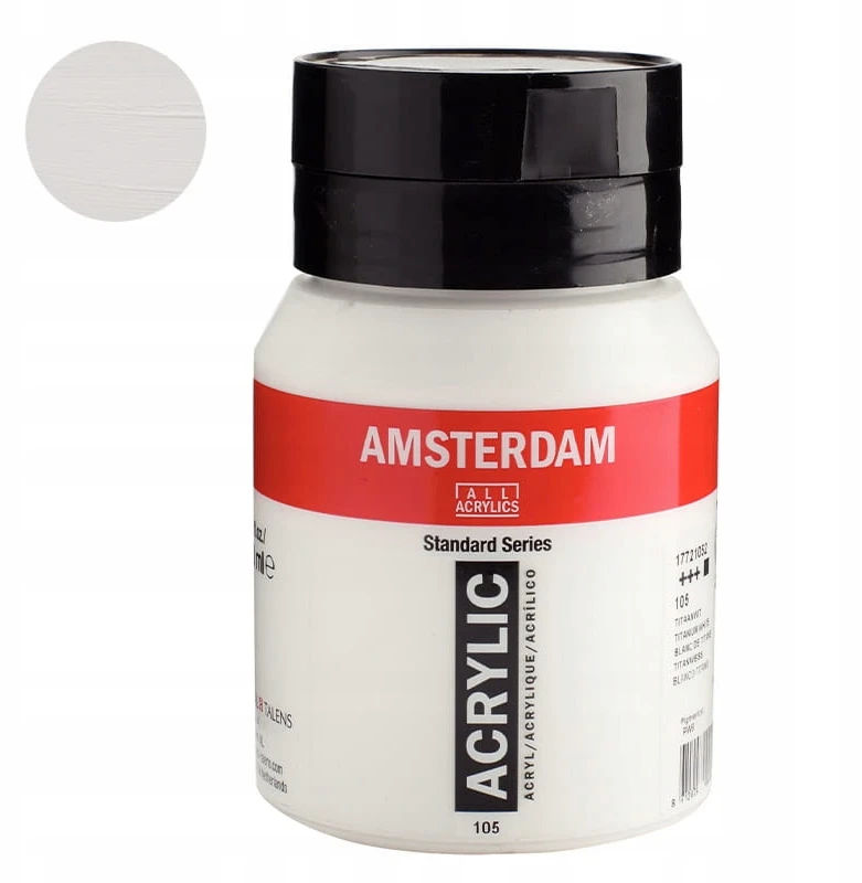 Akrilinė dažai - Titaninio balto - 105 - Amsterdam - 500ml talpa