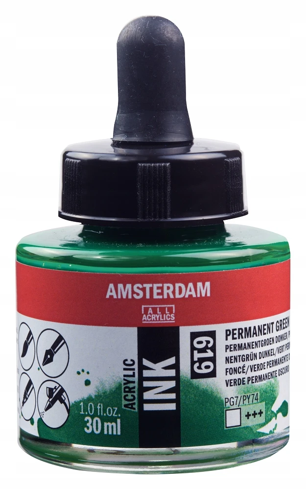 Akrilinė rašalo flakonas Amsterdam 30ml tamsiai žalias permanentinis