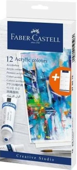 Akriliniai dažai 12 spalvų tūbelėse Faber Castell