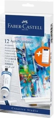 Akriliniai dažai 12 spalvų tūbelėse Faber Castell