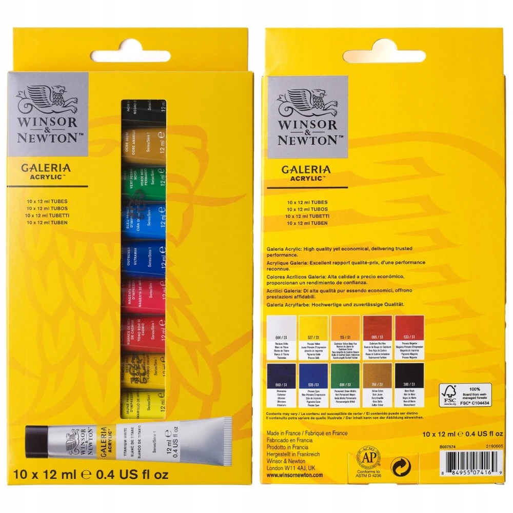 Akriliniai dažai "galeria" 10 x 12ml, Winsor & Newton