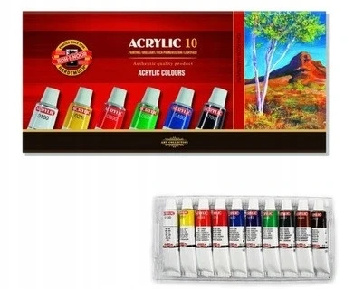 Akriliniai dažai Koh-i-noor, 10 spalvų, 16ml rinkinys