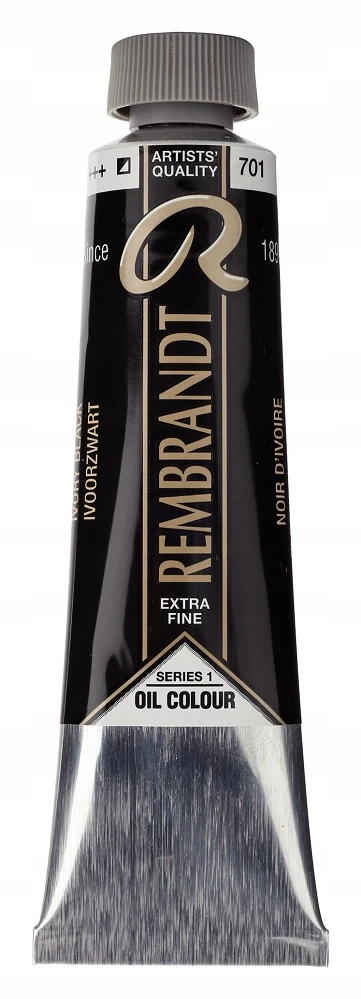 Akriliniai dažai - Rembrandt - Juoda dramblio kaulo - Vamzdelis 40ml - Gilios spalvos - Atsparumas šviesai