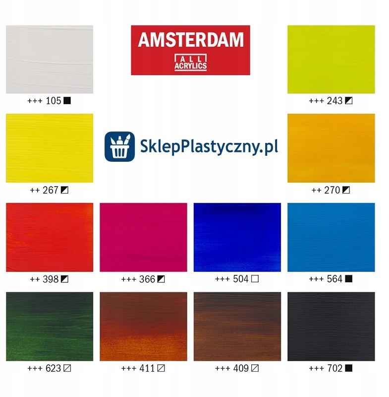 Akriliniai dažai - Talens - AMSTERDAM - 12 spalvų rinkinys - 6 x 20 ml - Atsparus vandeniui
