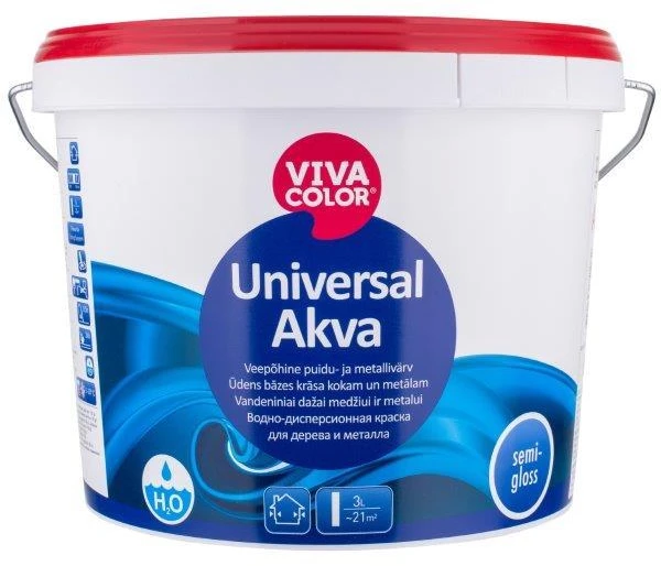 Akriliniai emaliniai medžio ir metalo dažai VIVACOLOR, pusiau blizgūs, baltos sp., 0,9 l