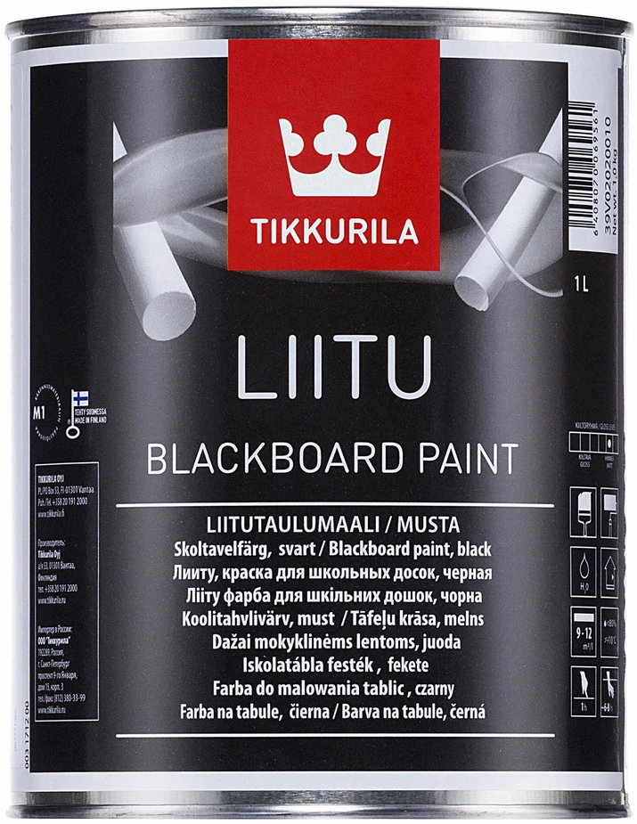 Akriliniai emaliniai mokyklinių lentų dažai TIKKURILA, juodos sp., 0,3 l