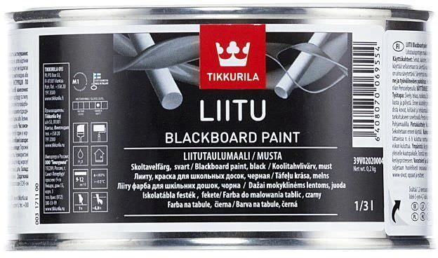 Akriliniai emaliniai mokyklinių lentų dažai TIKKURILA, juodos sp., 0,3 l