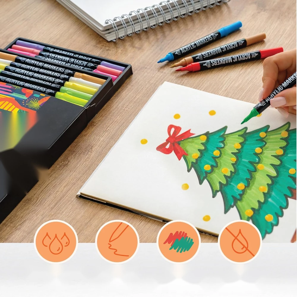 AKRILINIAI ŽYMEKLIAI 48 Vnt. DUAL TIP ARTISTIC RAŠIKLIŲ RINKINYS