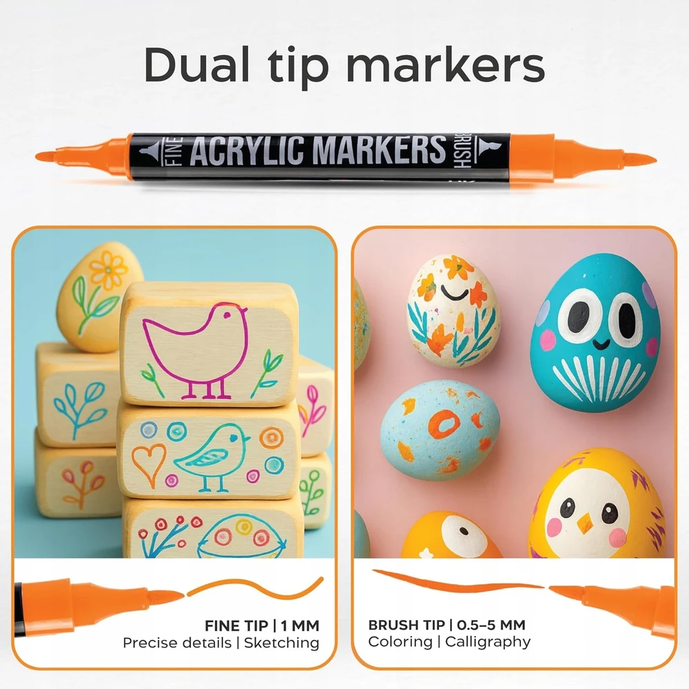 AKRILINIAI ŽYMEKLIAI 48 Vnt. DUAL TIP ARTISTIC RAŠIKLIŲ RINKINYS
