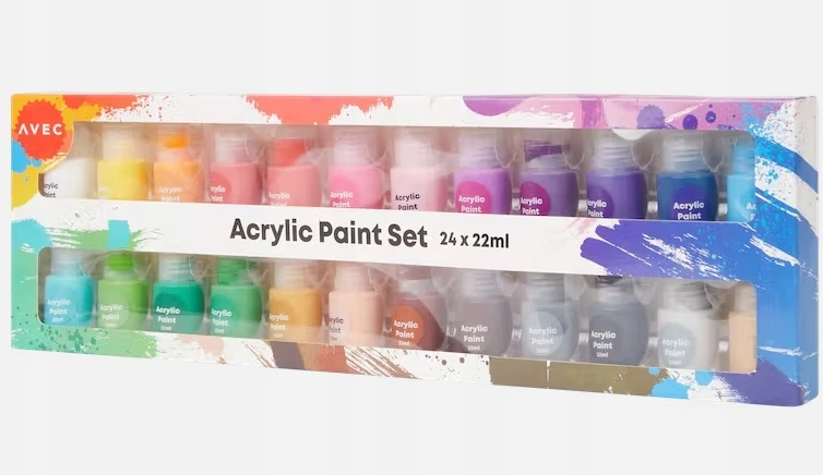 Akrilinių dažų paletės rinkinys AVEC 24 x 22 ml spalvos