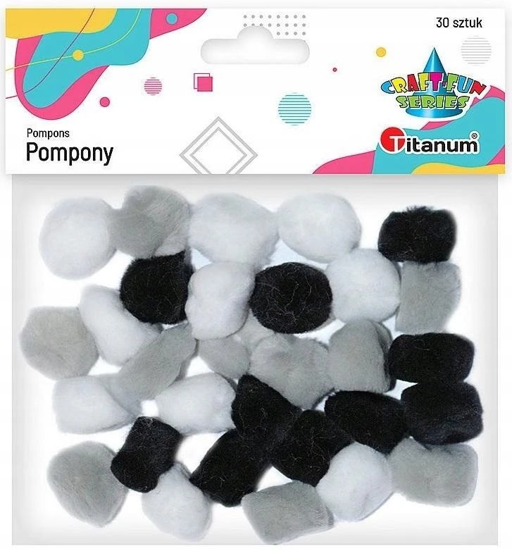 Akrilo pomponai 25mm pilki 30vnt - Titanum