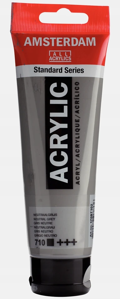 Akrylinė dažai - Amsterdams - 120ml tūbelė - NEUTRAL Pilkas spalva - Satino apdaila - Atsparumas šviesai