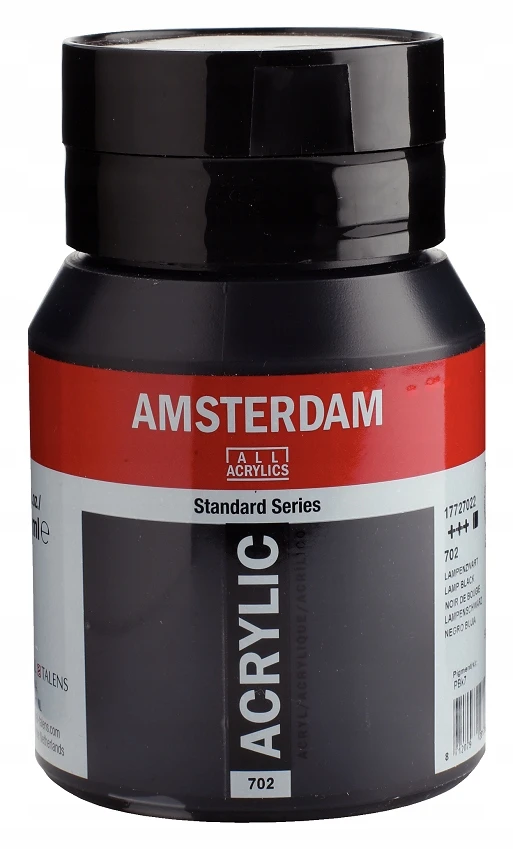 Akrylinių dažų - Amsterdame - 500ml - Juoda spalva - Aukšta atsparumas šviesai - Ilgaamžis
