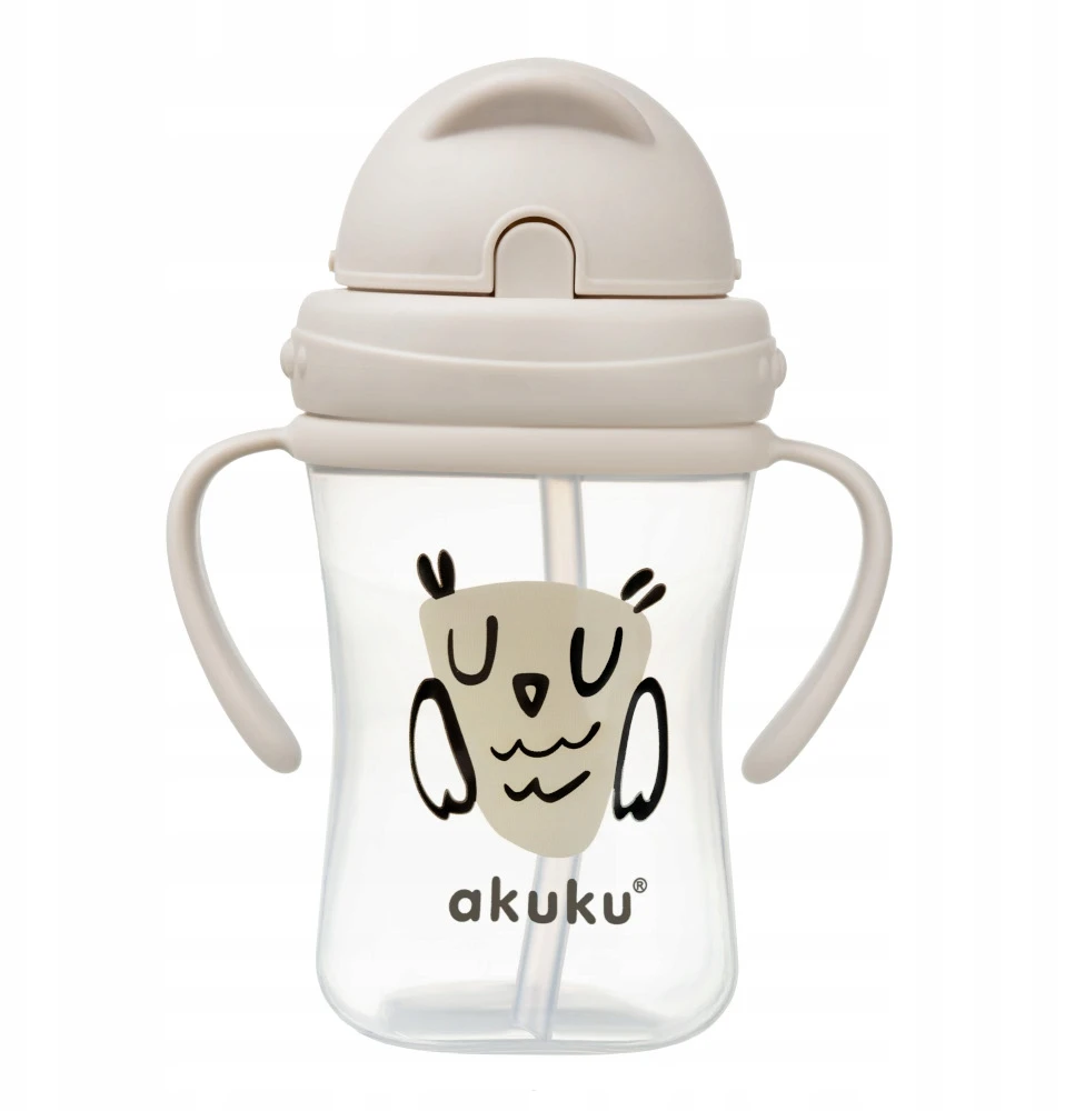 AKUKU gertuvė su šiaudeliu OWL, su rankenėlėmis, 300 ml, A0204