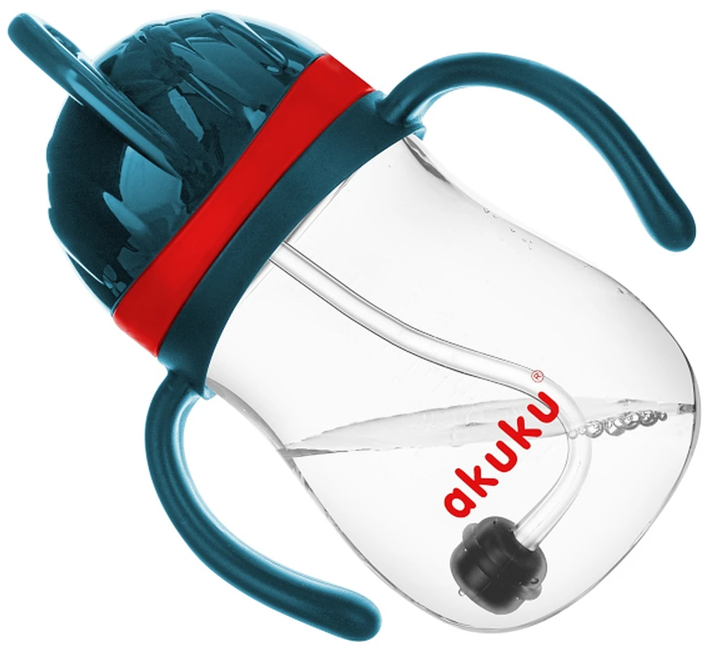 AKUKU neišsiliejantis mokomasis puodelis su rankenėlėmis ir svareliu, 280 ml, A0164