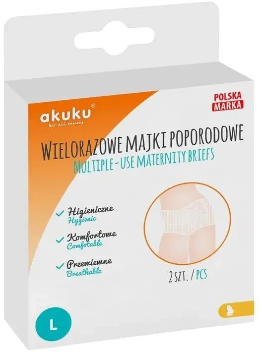Akuku daugkartinės tinklinės kelnaitės po gimdymo, dydis - XXL, 2 vnt. А0236