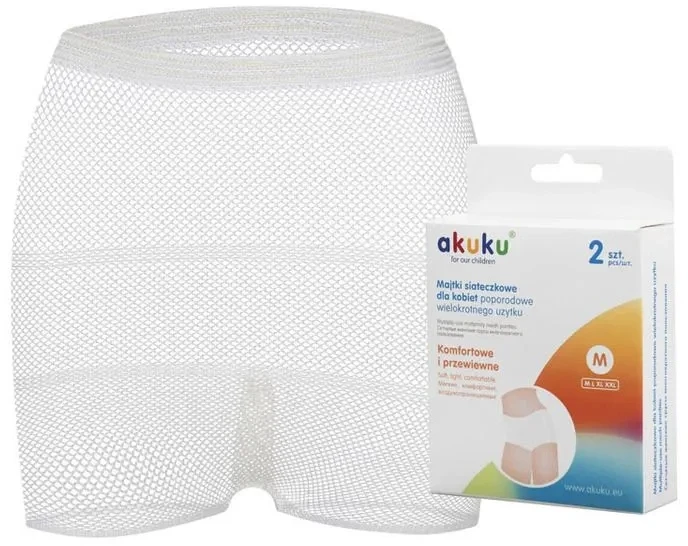 Akuku daugkartinės tinklinės kelnaitės po gimdymo, dydis - XXL, 2 vnt. А0236