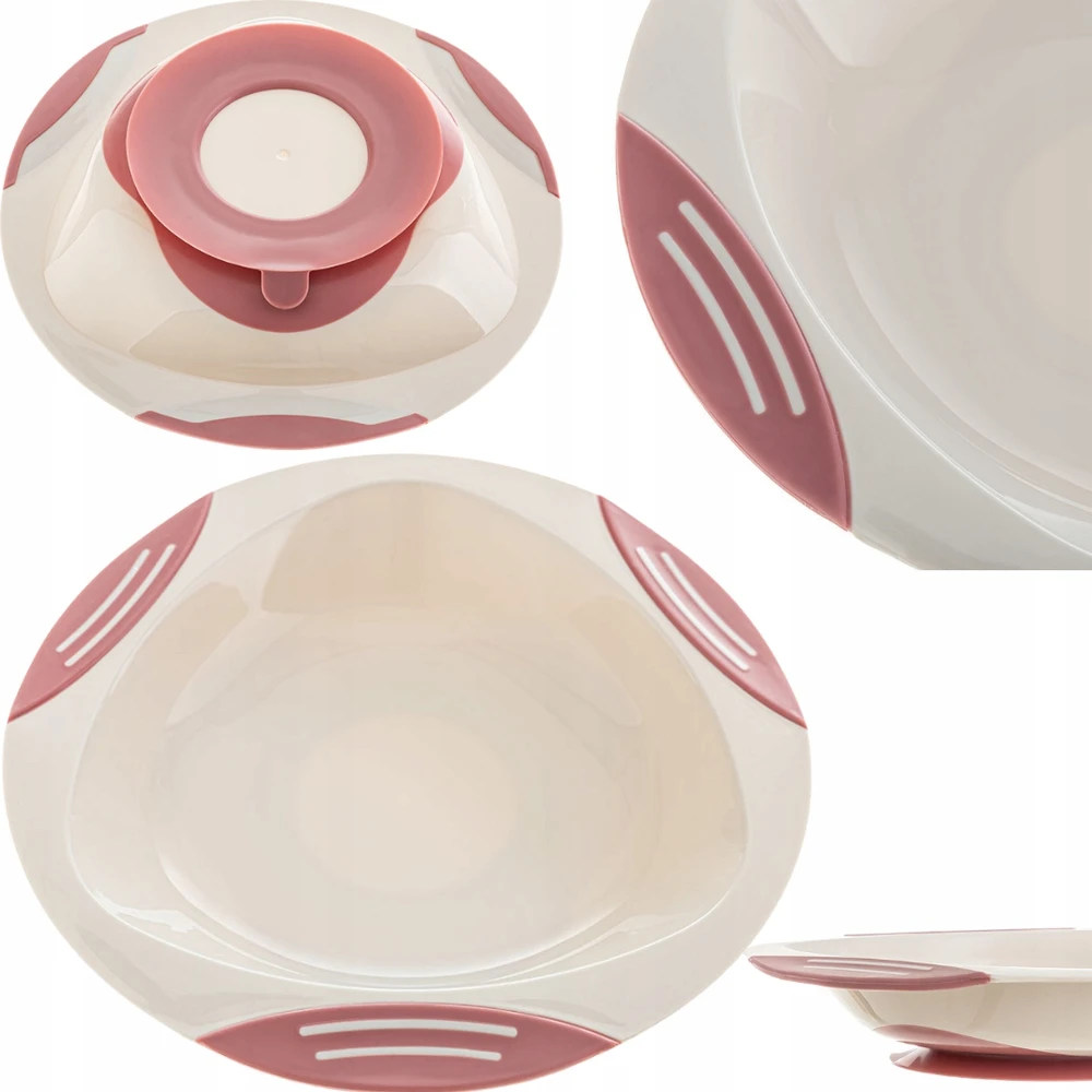 Akuku dubenėlis limpančiu dugnu ir neslystančiais kraštais, beige/pink, A0525
