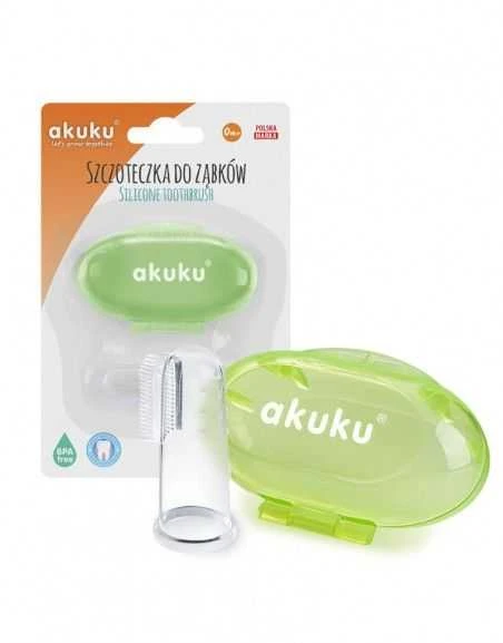 AKUKU silikoninis dantų šepetėlis su dėžute Žalias, A0264
