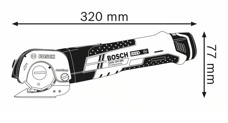 Bosch Akumuliatorinės universalios žirklės GUS 12V-300, be akumuliatoriaus ir kroviklio