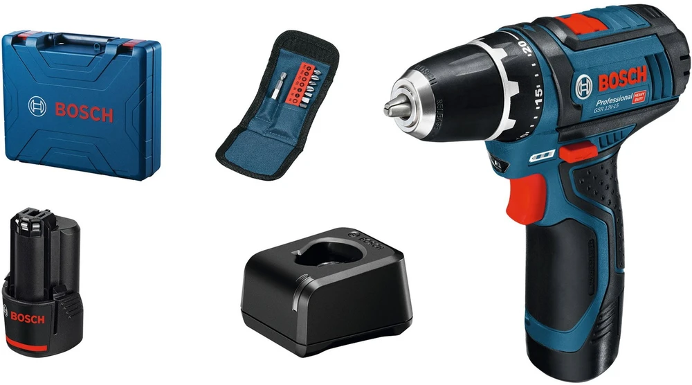 Bosch Akumuliatorinis suktuvas GSR 12V-15 2x2.0Ah Akumuliatorinis Suktuvas