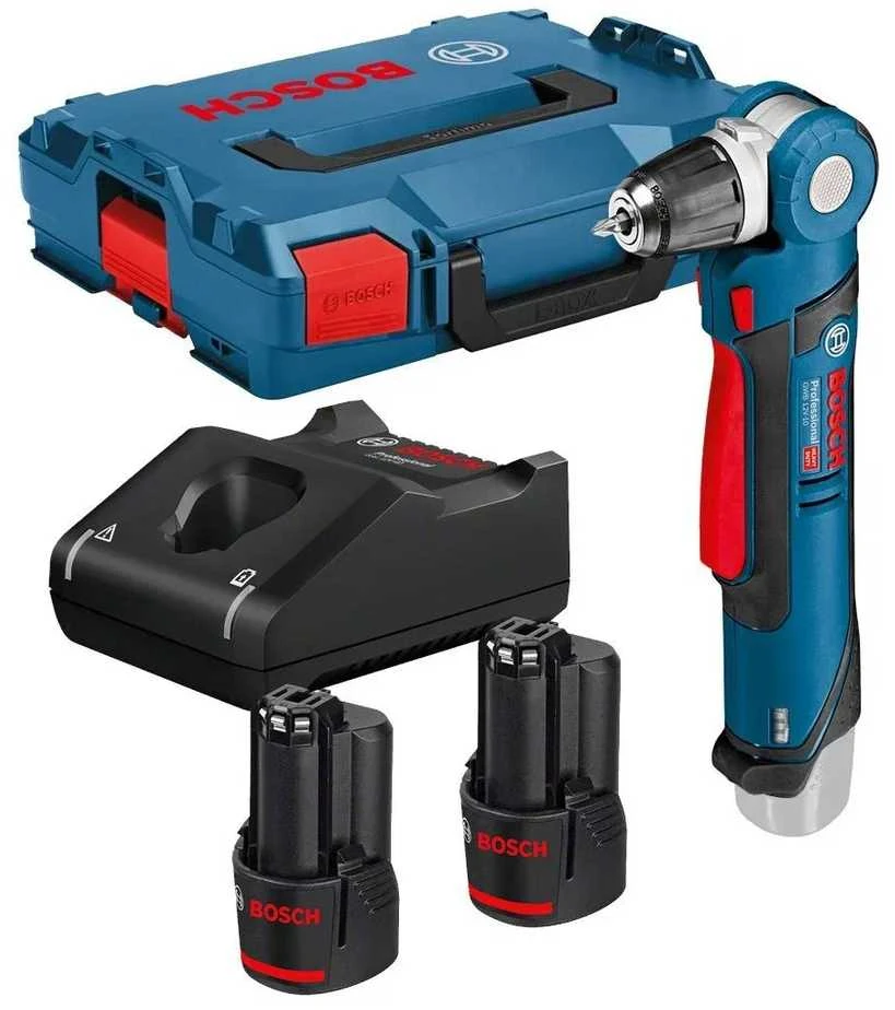 Bosch Akumuliatorinis kampinis gręžtuvas GWB 12V-10, 2x2.0Ah
