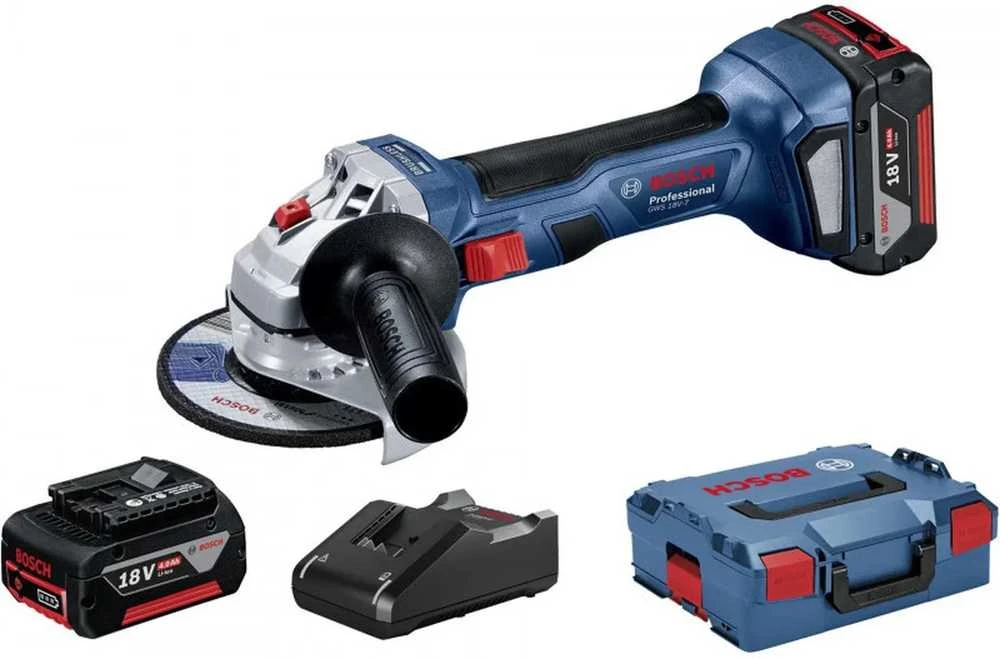 Bosch Akumuliatorinis kampinis šlifuoklis GWS 18V-7, 2x4.0Ah, GAL 18V-40