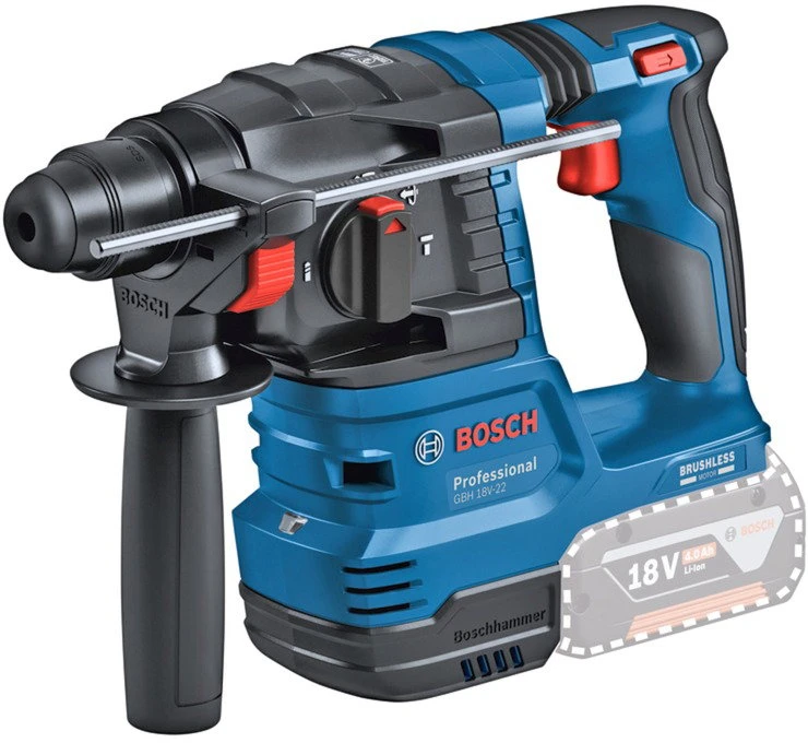 Grąžtas Bosch GBH 18V-22 2x4.0Ah, GAL 18V-40, LB