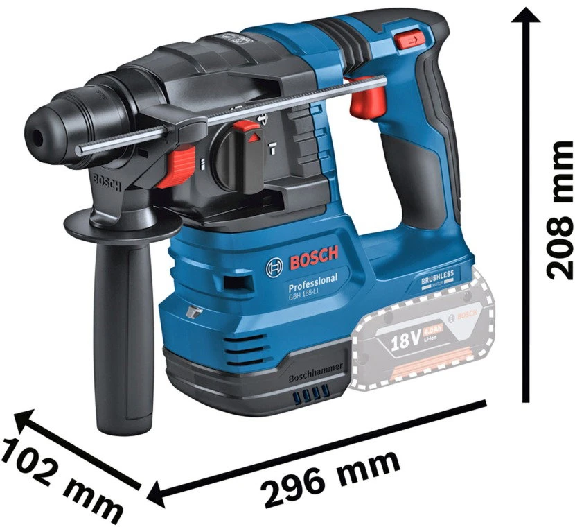 Grąžtas Bosch GBH 18V-22 2x4.0Ah, GAL 18V-40, LB