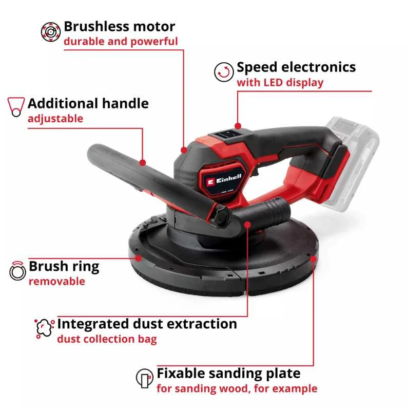 Einhell TP-DWS 18/225 Li BL Floor sander 1200 RPM Juodas, Raudona