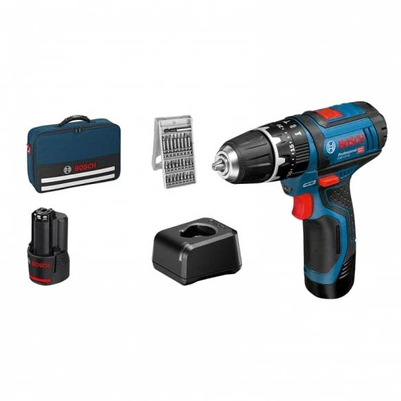 Bosch akumuliatorinis smūginis suktuvas - gręžtuvas GSB 12V-15 2x2.0Ah 06019B690H