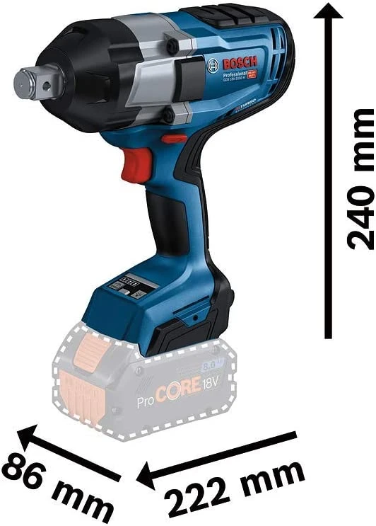 Bosch GDS 18V-1050 H, LB be akumuliatoriaus ir kroviklio