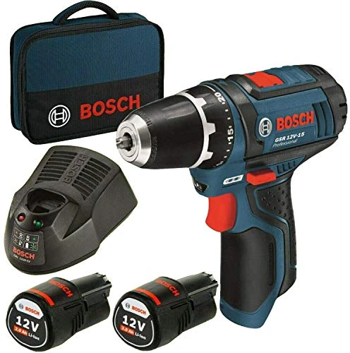 Bosch Akumuliatorinis gręžtuvas-suktuvas GSR 12V-15 FC, 2x2.0Ah, GFA 12-B