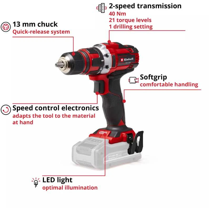 Combi drill EINHELL TE-CD 18/40 Li Solo 4513925
