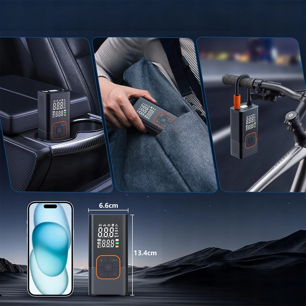 AKUMULIATORIUS AUTOMOBILIŲ DVIRAČIO KOMPRESORIUS SIURBLYS POWERBANK KOMPRESORIUS