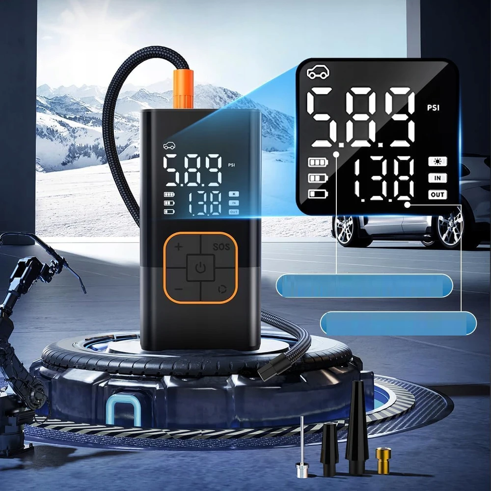 AKUMULIATORIUS AUTOMOBILIŲ DVIRAČIO KOMPRESORIUS SIURBLYS POWERBANK KOMPRESORIUS
