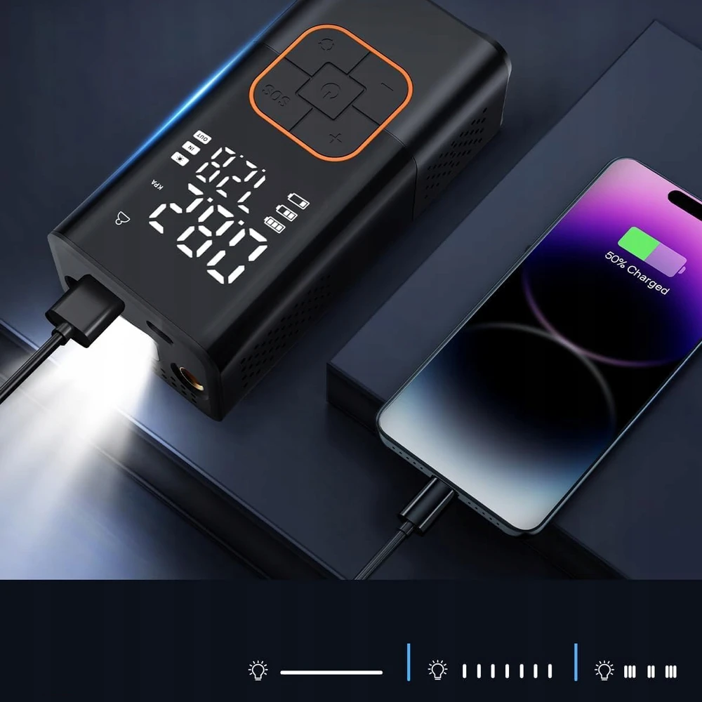 AKUMULIATORIUS AUTOMOBILIŲ DVIRAČIO KOMPRESORIUS SIURBLYS POWERBANK KOMPRESORIUS
