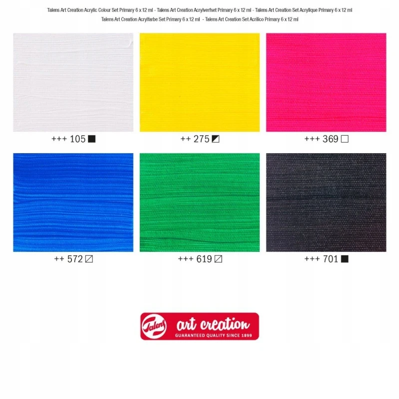 Akvaliniai dažai - Pagrindinės spalvos - 6 tūbelės po 12ml - Talens Art Creation