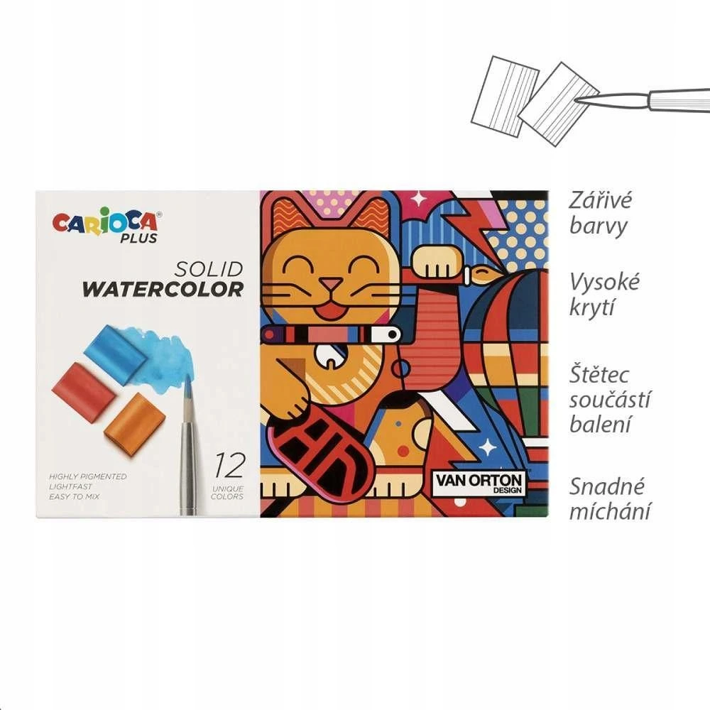 Akvareliniai dažai CARIOCA, 12 spalvų rinkinys