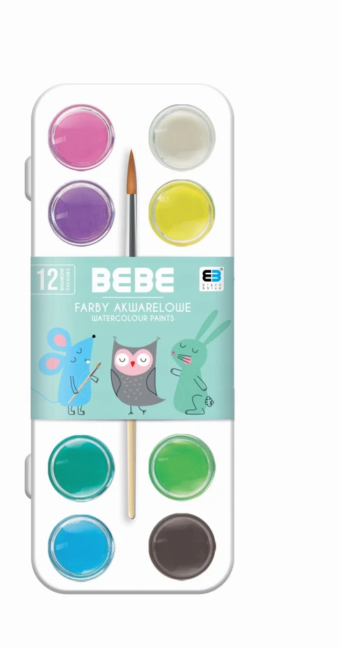 Akvareliniai dažai Interdruk Bebe Pastel, 12 spalvų