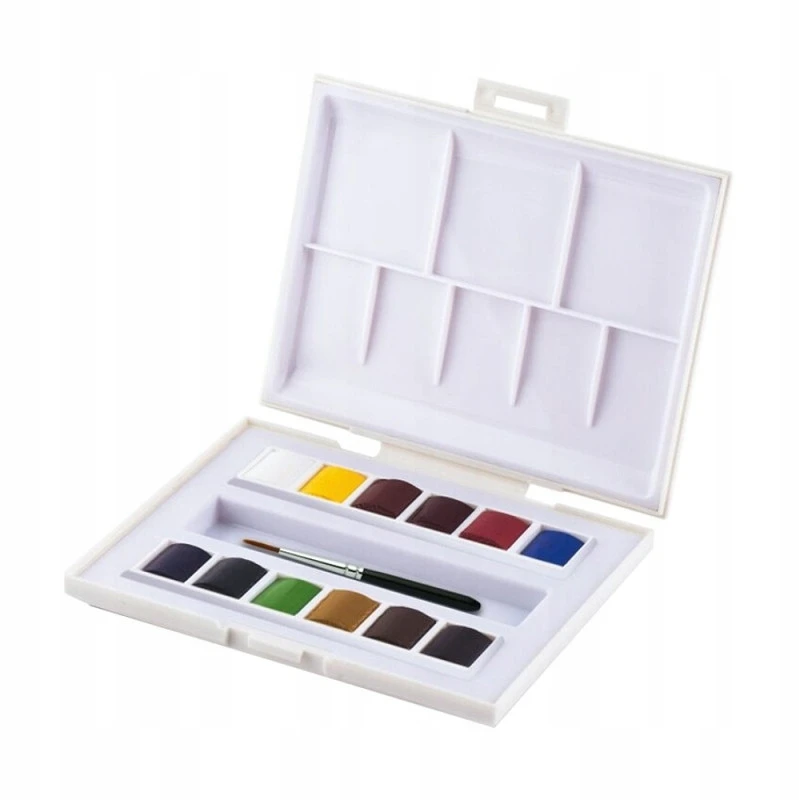 Akvareliniai dažų rinkinys Sennelier La Petite Aquarelle 12x1/2 kubelių plastikinė dėžutė