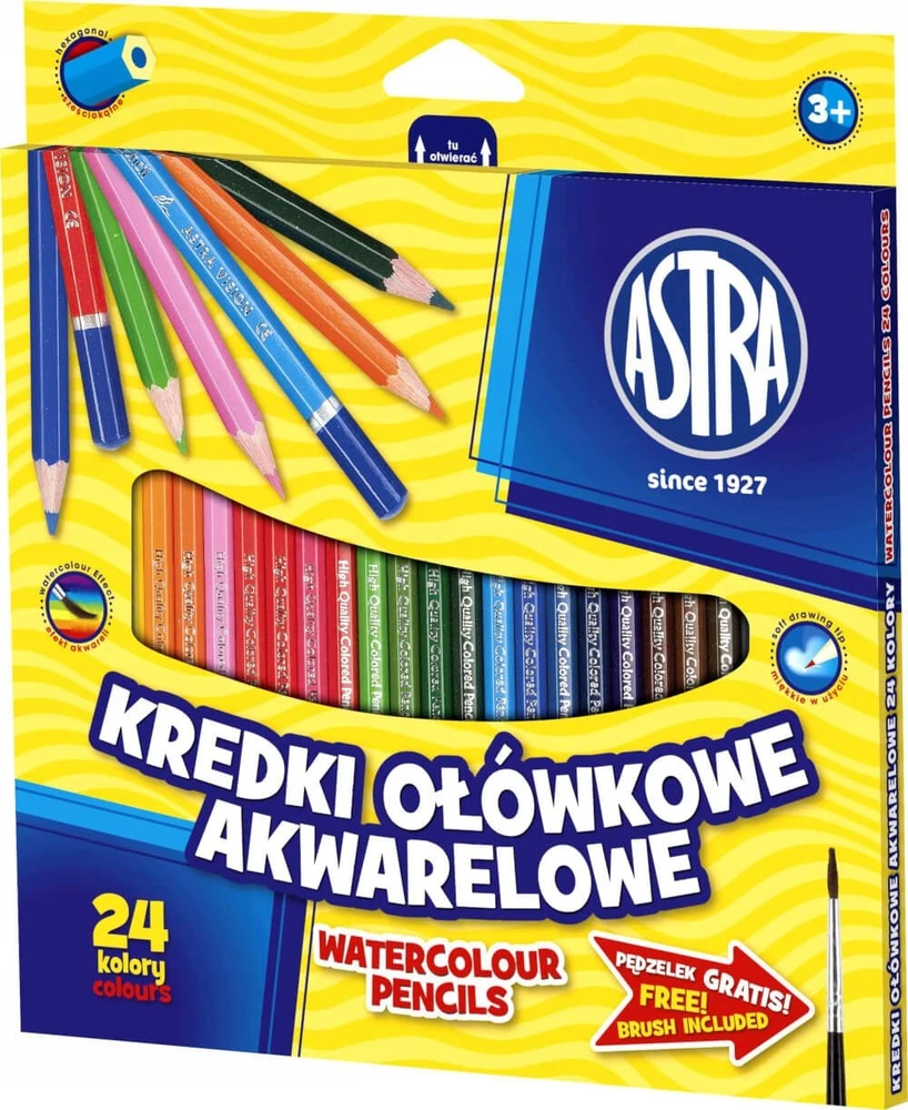 Akvareliniai pieštukai Astra, 24 spalv.
