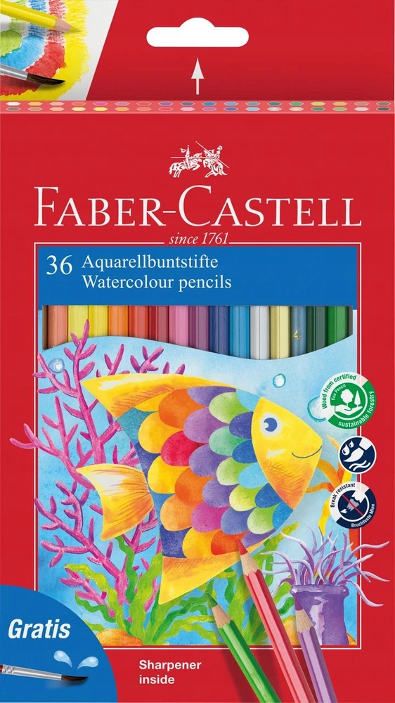 Akvareliniai pieštukai Faber-castell, 36 spalvų