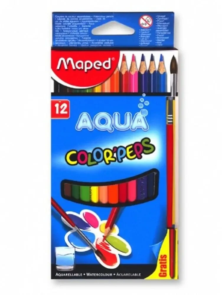 Akvareliniai pieštukai Maped Color'Peps Aqua, 12 vnt.