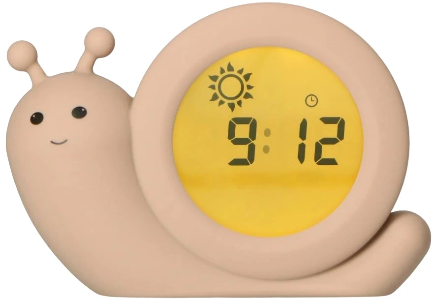 Alecto Sleep Trainer naktinė lempa ir taupe spalvos žadintuvas Snail
