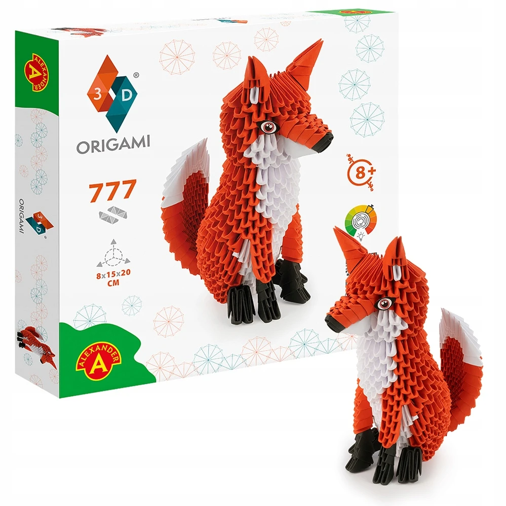Alexander 3D origami - Aleksandras - Lapė - kūrybinis rinkinys iš 777 popieriaus elementų